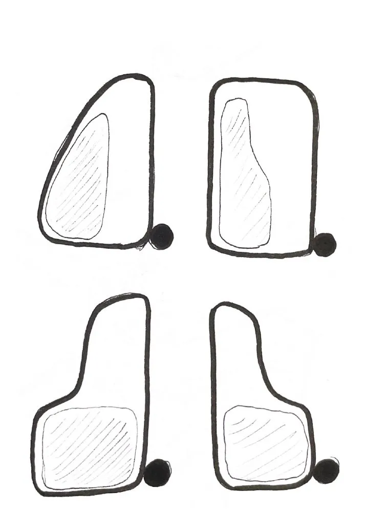 Recherche de forme du meuble d'entrée, croquis